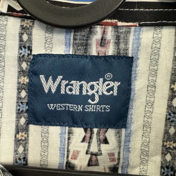 Vintage Wrangler Pearl Snap Western Checotah Aztec Longsleeve Large Tall Diamond - Picture 4 of 8